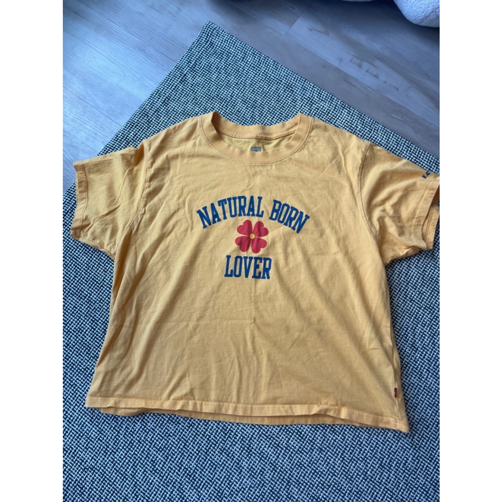 Women's Levi's Cropped T-Shirt, Yellow, Size M